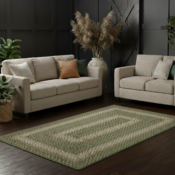 Olive Green Braided Jute Rug