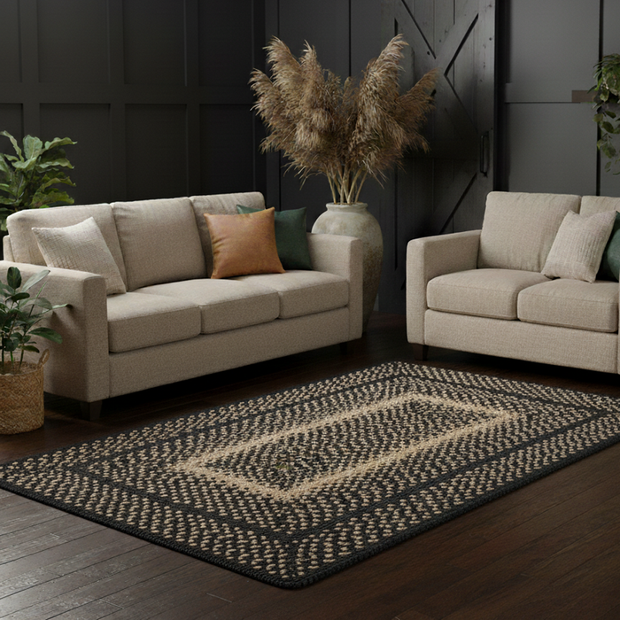 Charcoal Natural Braided Jute Rug