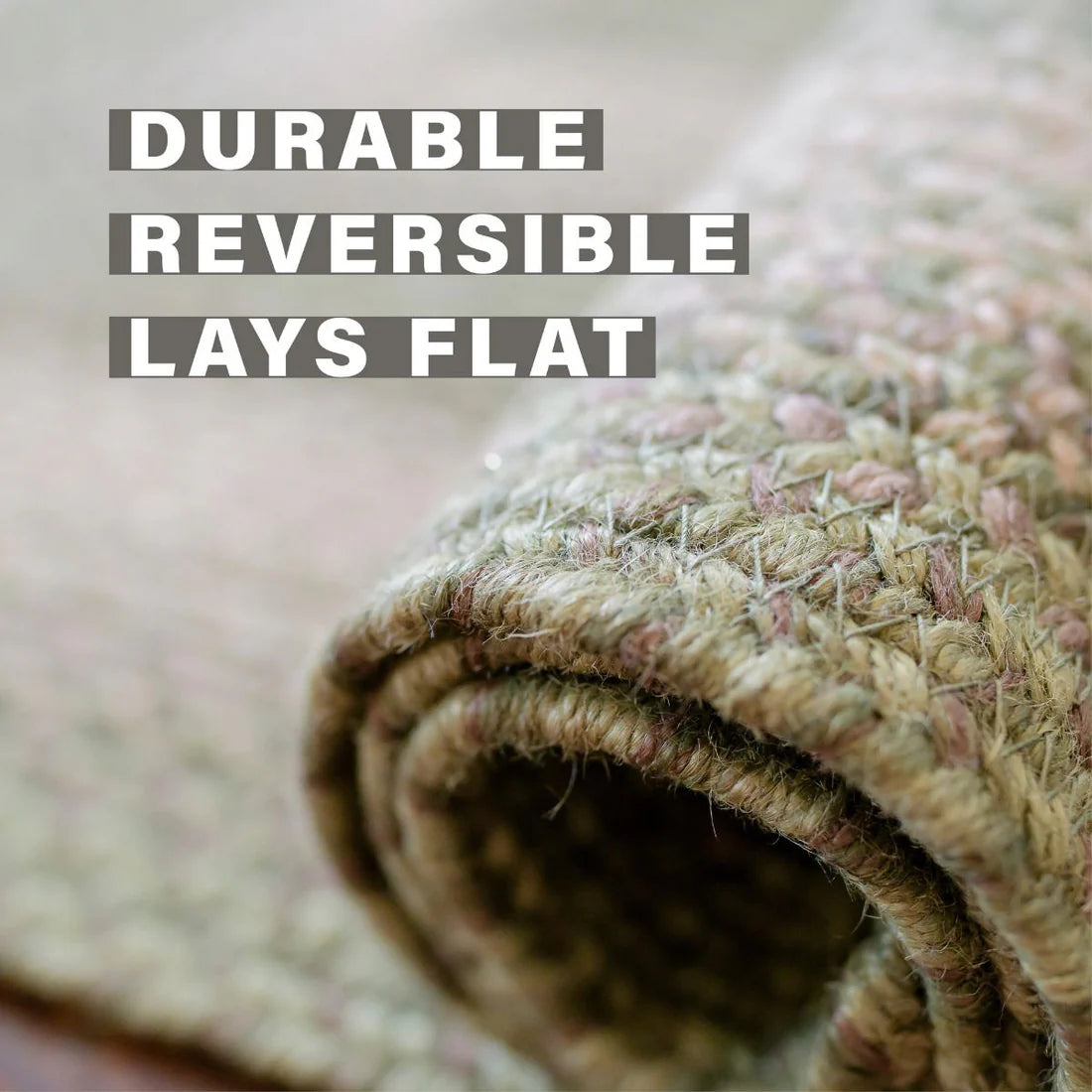 Olive Green Braided Jute Rug