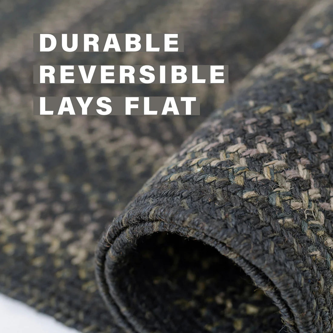 Jet Black Braided Jute Accent Rug