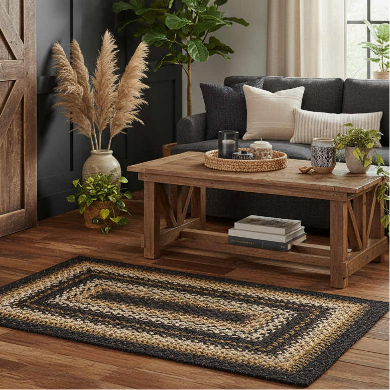 Kilimanjaro Black Braided Jute Accent Rug
