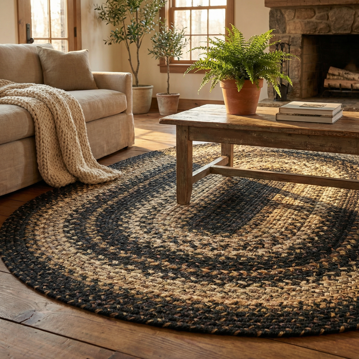 Kilimanjaro Black Braided Oval Jute Rug