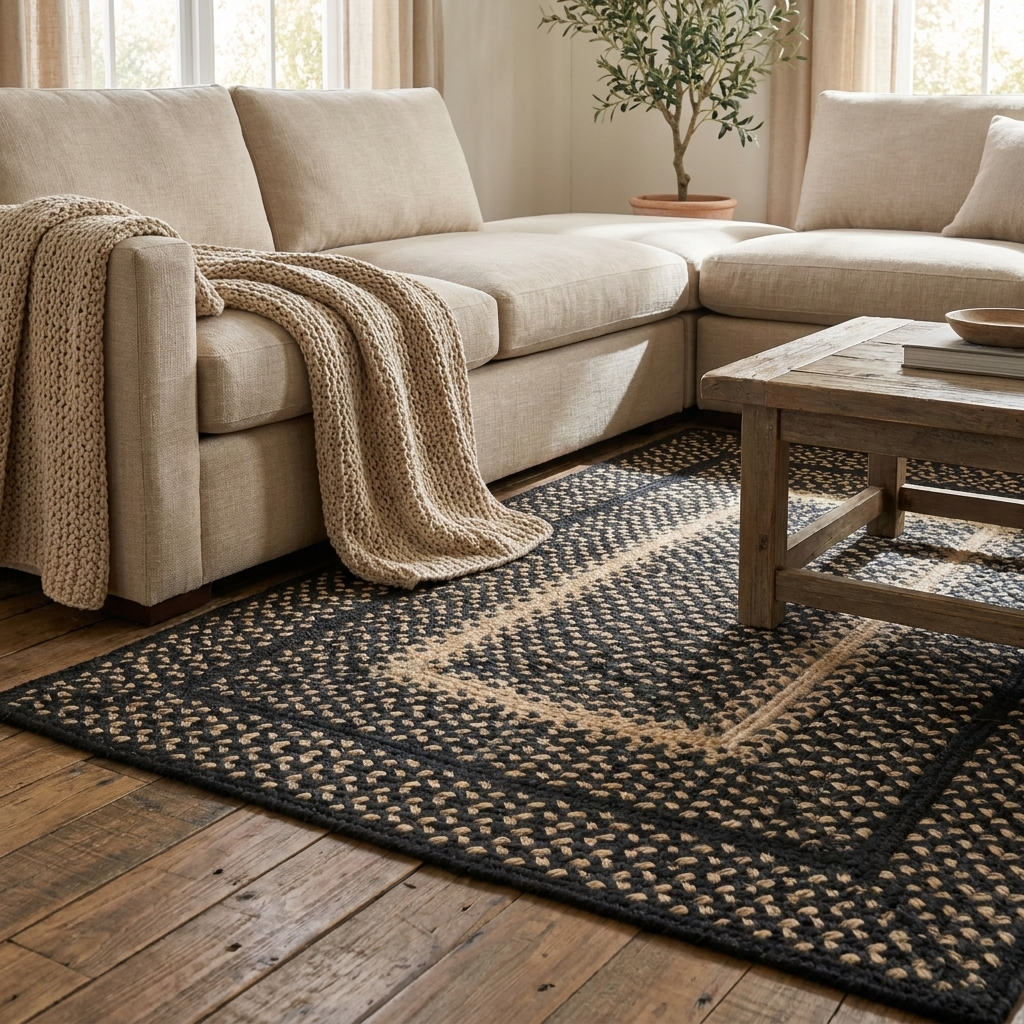Charcoal Natural Braided Jute Rug