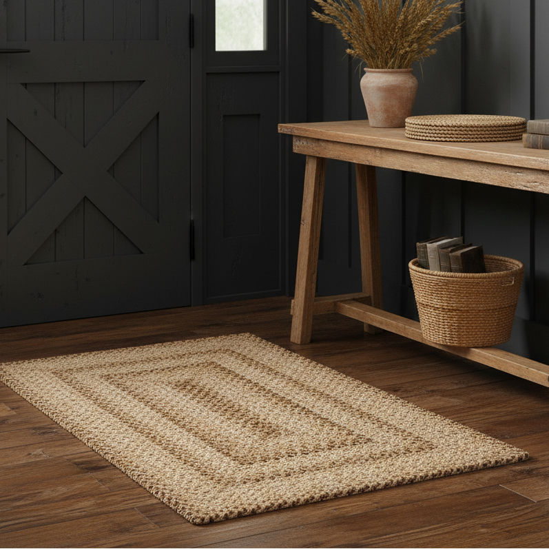 Natural Braided Jute Accent Rug
