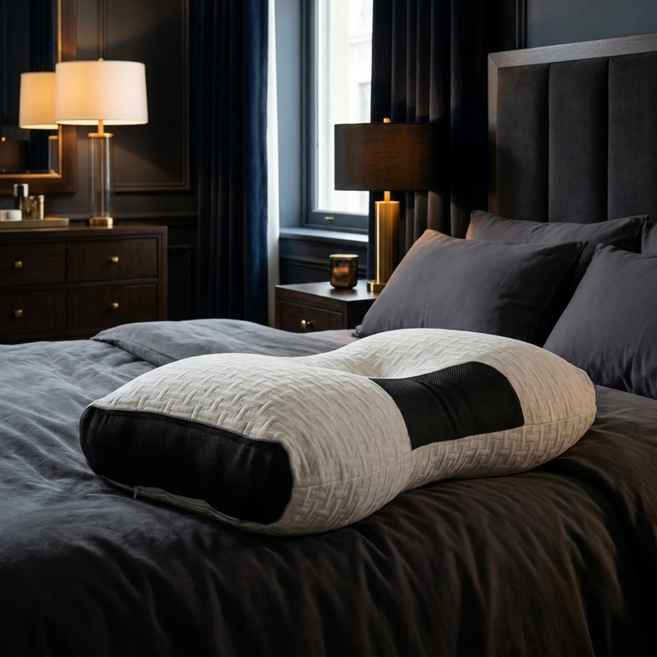 Hybride kussen voor rug- en zijslapers - neksteunkussen