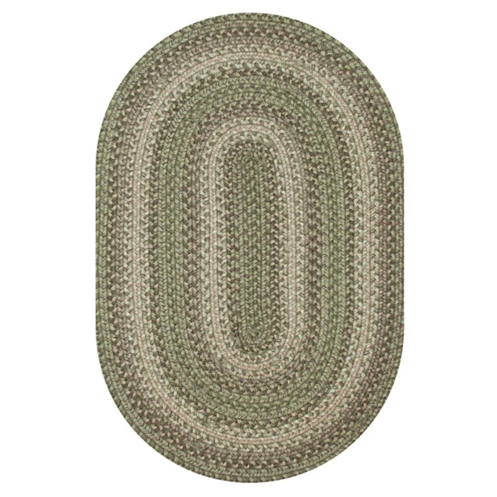 Olive Green Braided Oval Jute Rug