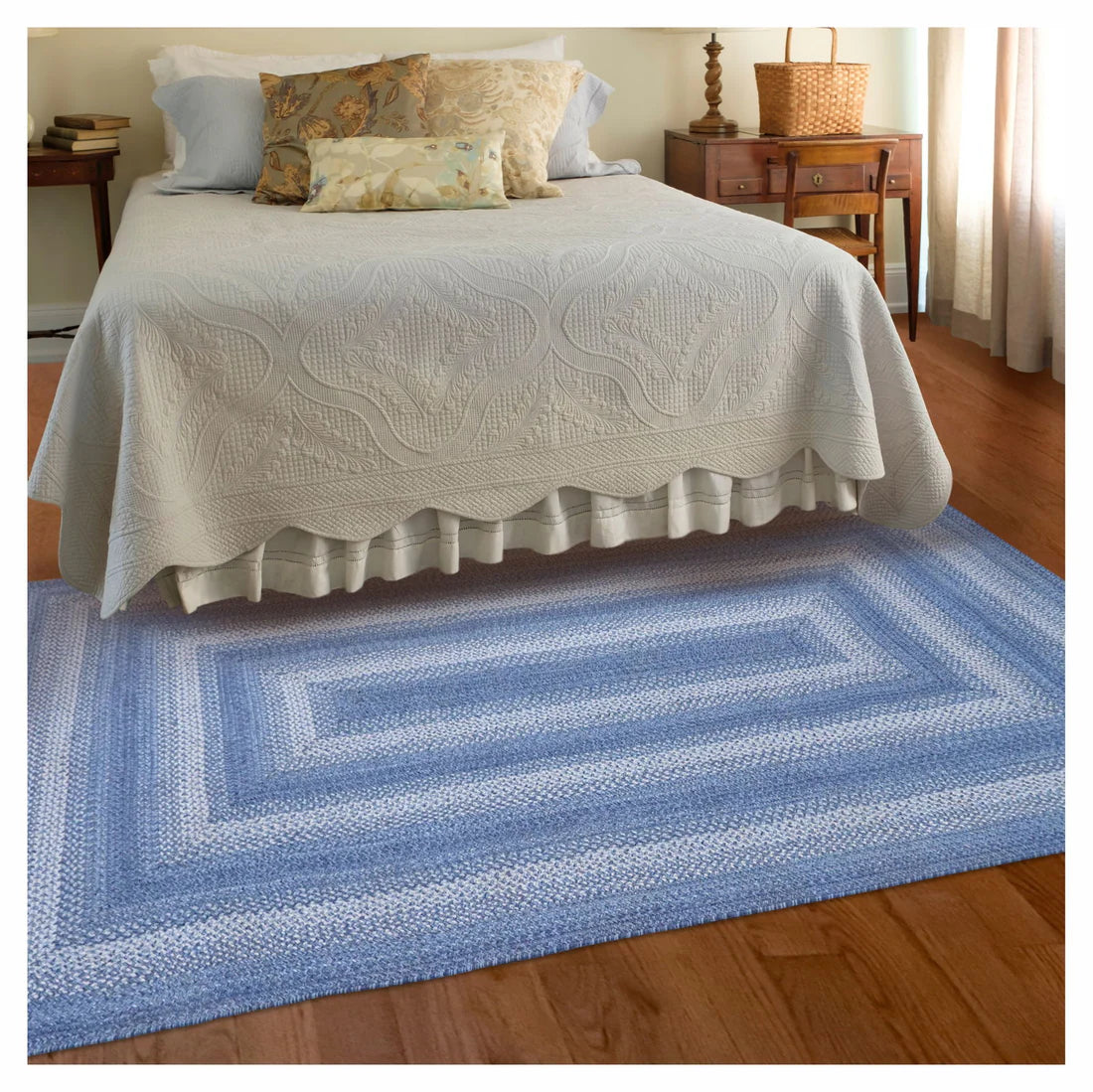 Denim Blue Braided Jute Rug