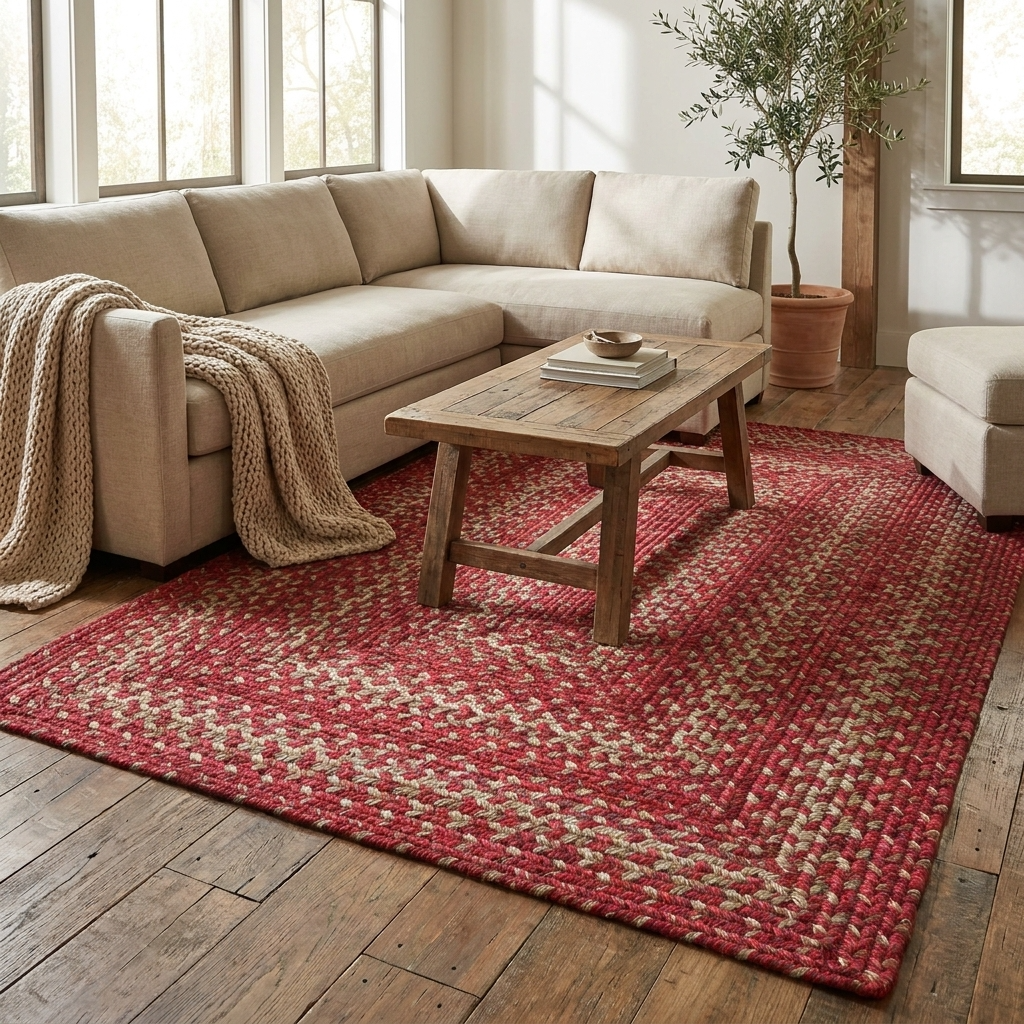Apple Red Braided Jute Rug
