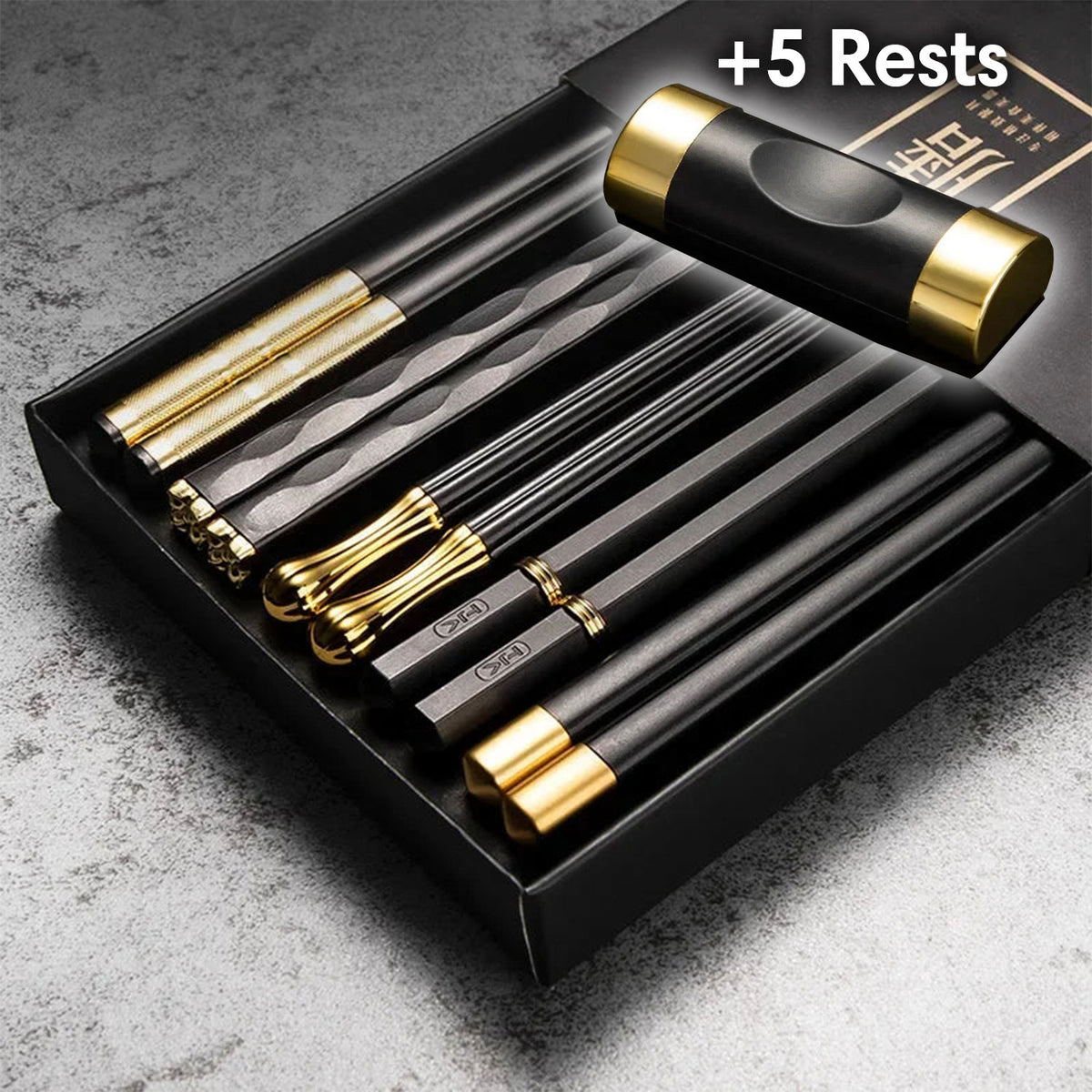 Set Of 5 Premium Metal Contemporary Chopsticks