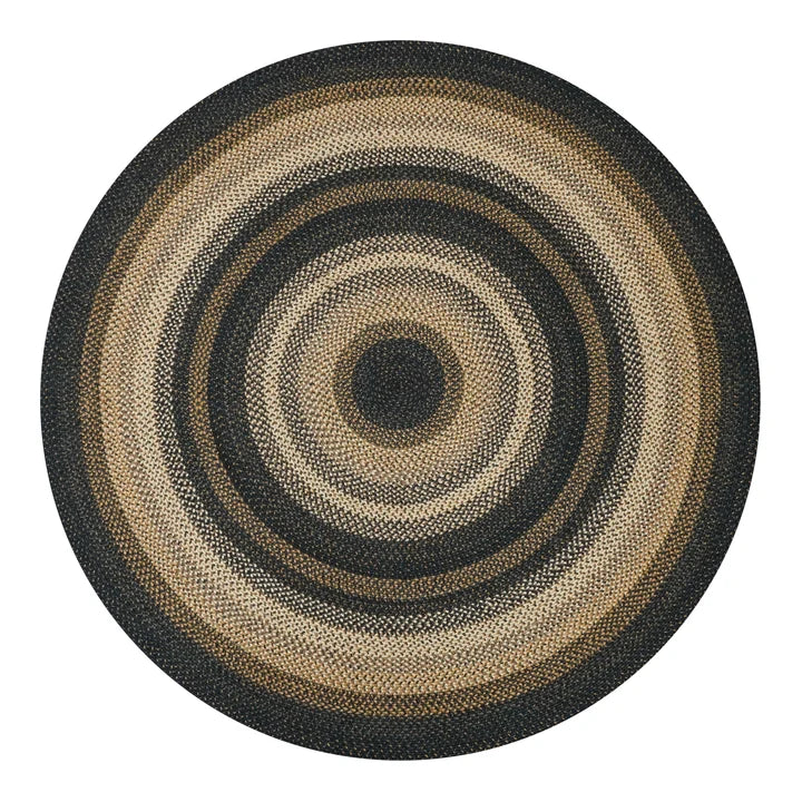 Round 6' Kilimanjaro Black Braided Jute Rug