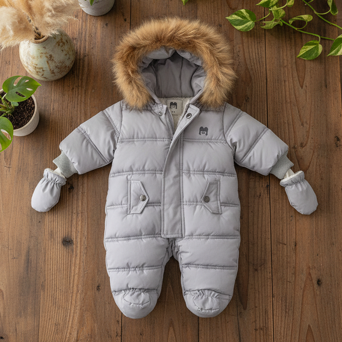 Padded Snowsuit With Fleece Fur Lining
