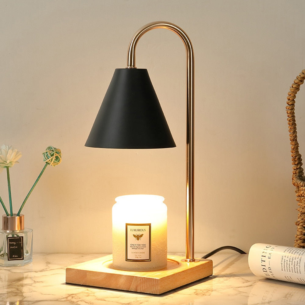 Dimmable Candle Lamp Warmer - Wax Warmer Light - Gold - Black