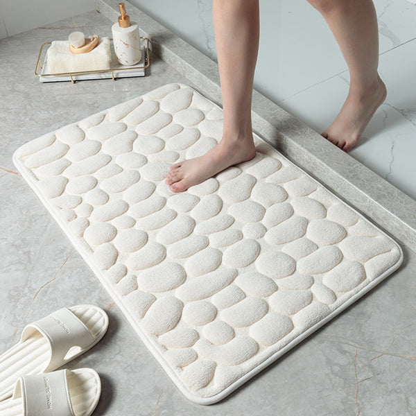 Bathroom Memory Foam Non-Slip Bath Mat Large Machine Washable 17 X 24  Beige
