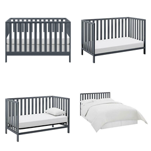 4 in 1 Wooden Convertible Crib - Gray