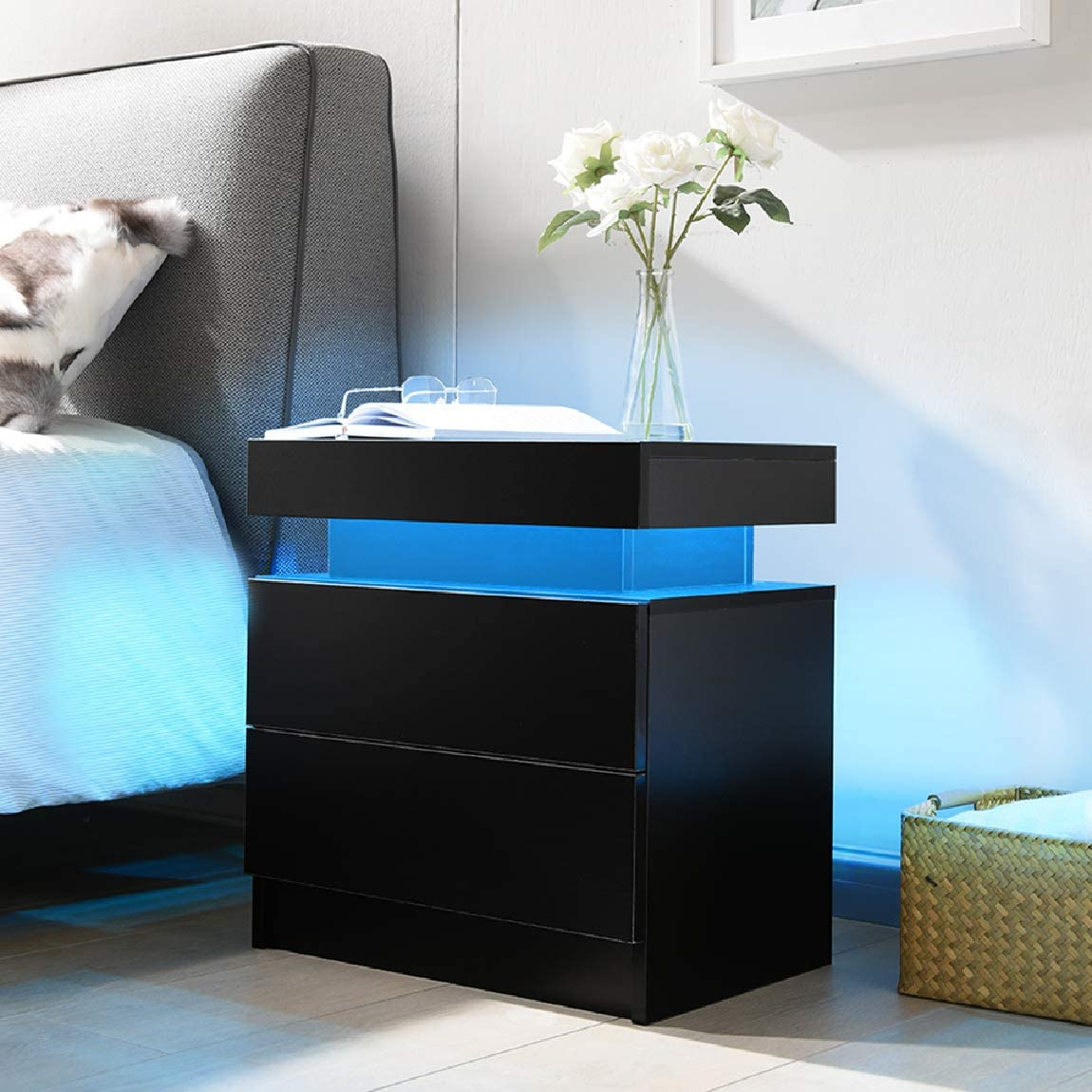 Modern LED Gloss Finish Night Stand