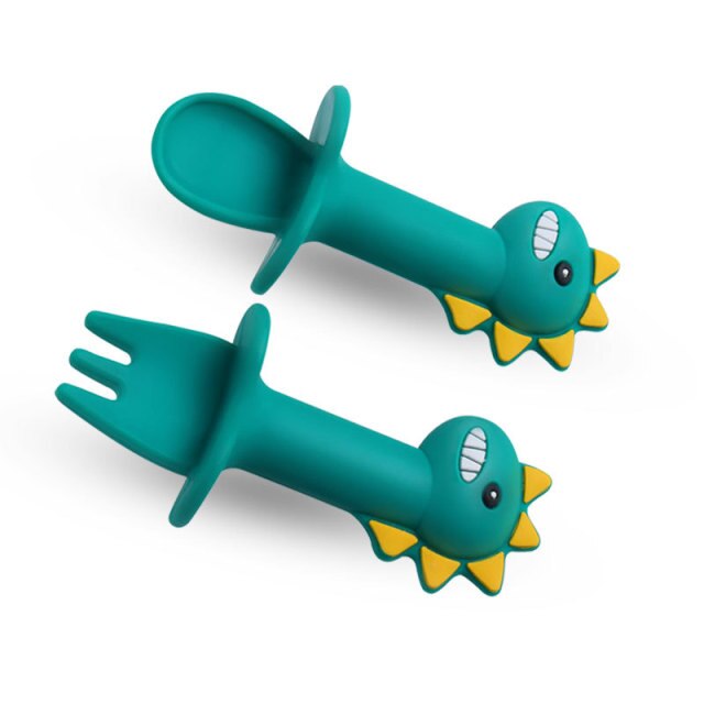 Anti-Slip Dinosaur Fork & Spoon Set