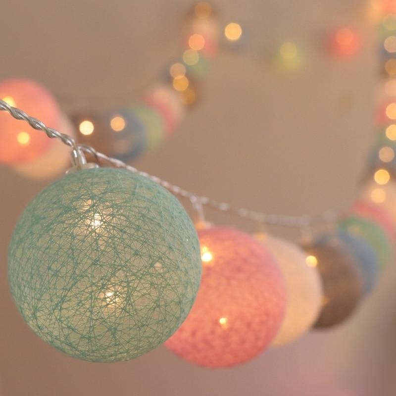 LED Cotton Ball Garland Lights