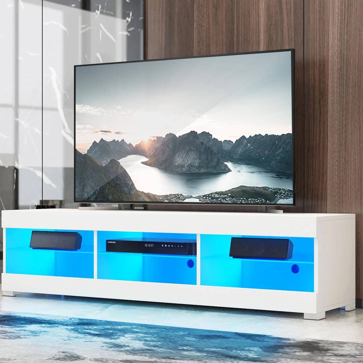 White Modern LED TV Cabinet